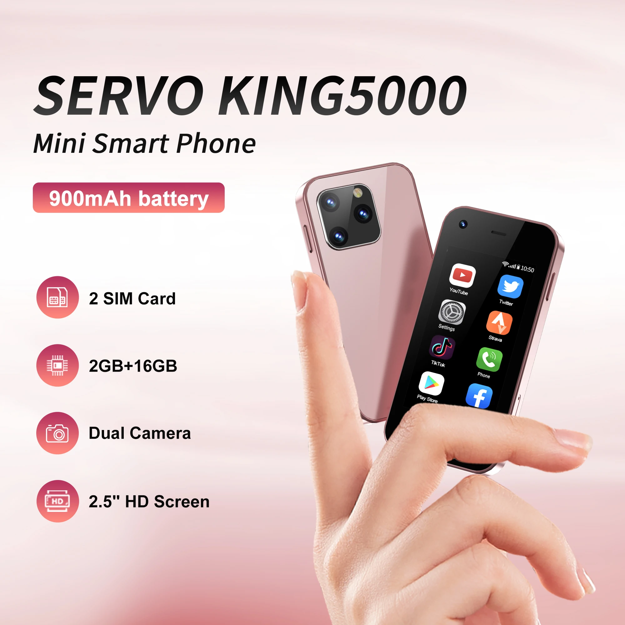 SERVO KING5000 Super Mini Smartphone 3G WCDMA Android System Play Store 2GB+16GB WiFi 2.5