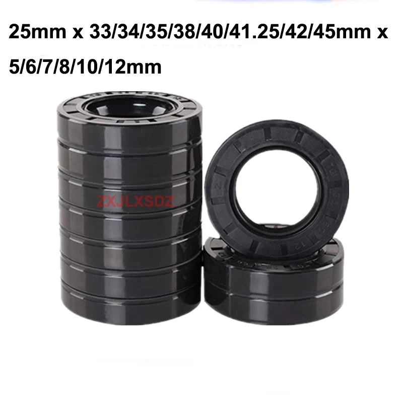 

5/10 Pcs NBR Rubber TC Double Lip Oil Seal 25mm x 33/34/35/38/40/41.25/42/45mm x 5/6/7/8/10/12mm