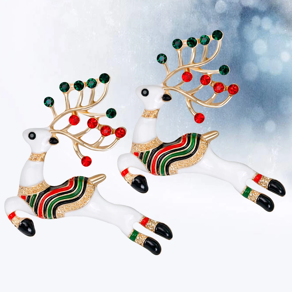 

2pcs Christmas Brooch Alloy Design Women'S Lapel Pin Lightweight Dress Accessories Holiday Jewelry Gift
