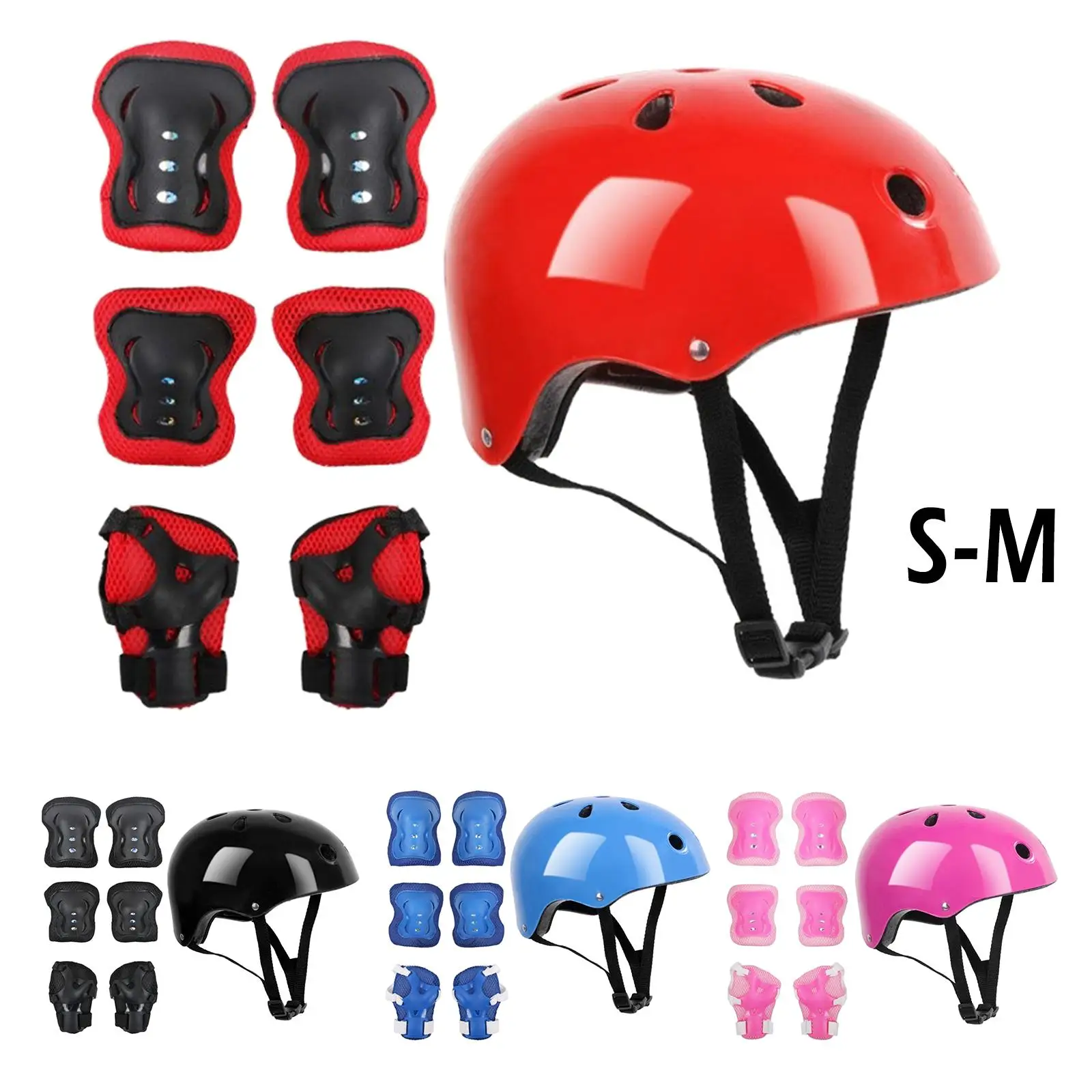 MTB Bike Helmet Kids Spor Accessoryt Protective Gear Set Cycling Helmet Adjustable Head Size Elbow Wrist Knee Pads for Age 4-15