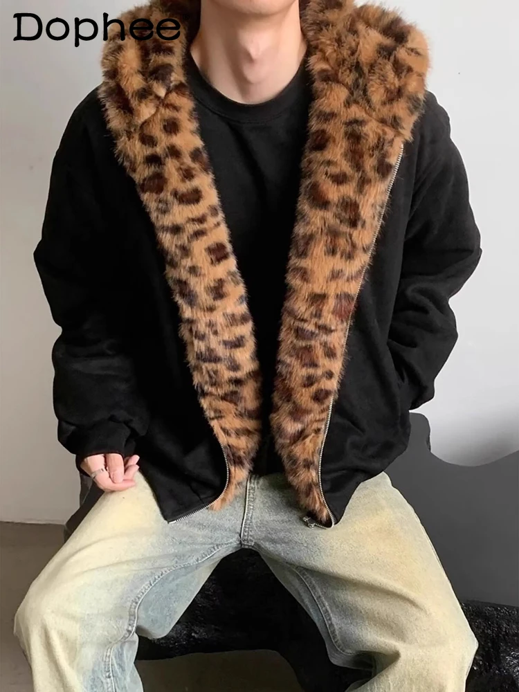

Personality Leopard Print Hooded Parkas Men 2025 Winter New Parkas Coats Fashion Warm Loose Comfort Long Sleeve Hoodies Jackets