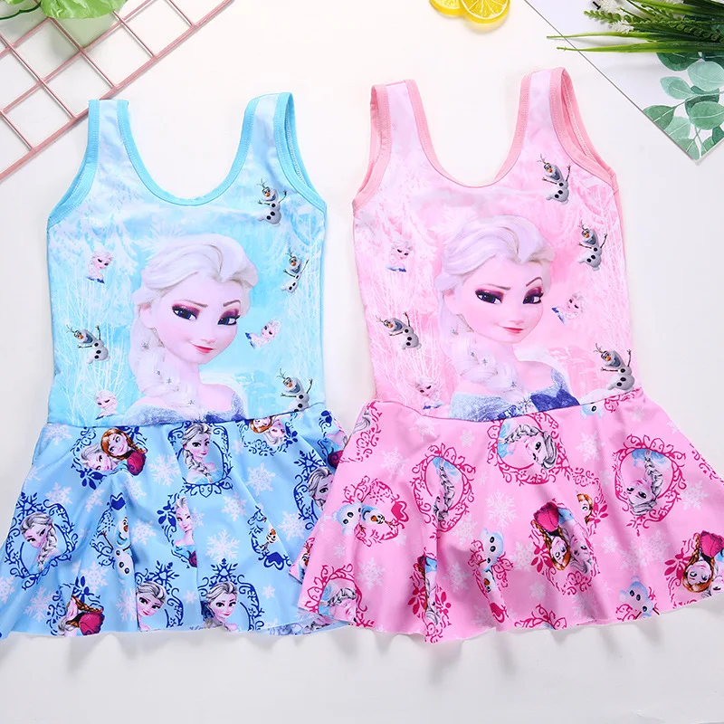 Baby Girl Swimsuit One Piece Children Swimwear Princess Frozen Anna Elsa Kid Skirt Lovely Bikini Bathing Suit Cartoon Beach Wear