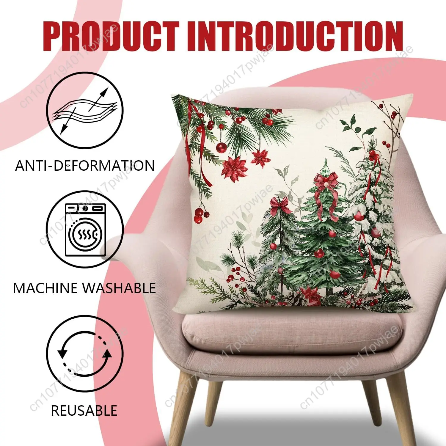4TH Emotion Christmas Trees Pillow Covers 18x18 Inch Set of 2, Xmas Farmhouse Decorations Winter Holiday Decor Throw Cushion Cas