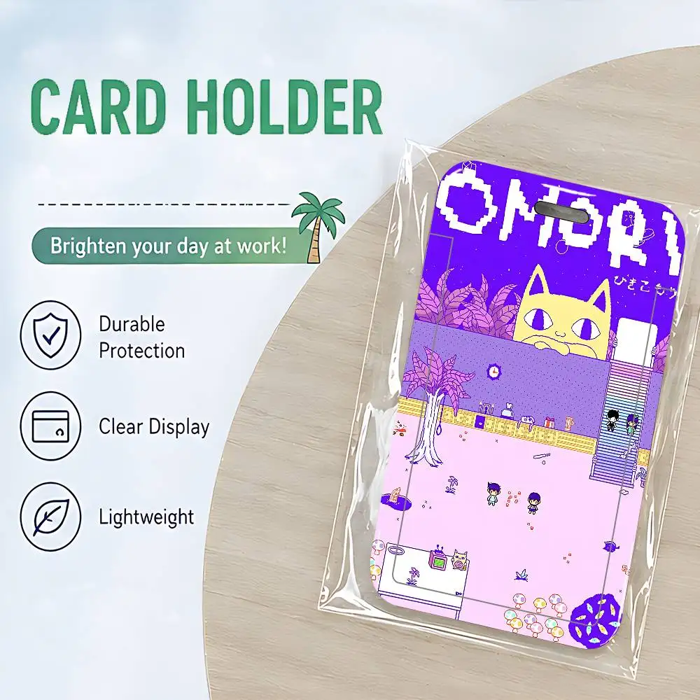 Game O-Omori Clear ID Card Holder Lanyard Neck Strap Badge Case Door Credit Card Protector Daily Gift