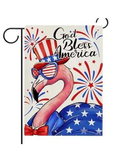 God Bless America Flamingo July 4th Patriotic Garden Flag Double Sided, 12x18 VVL YYX EEZ