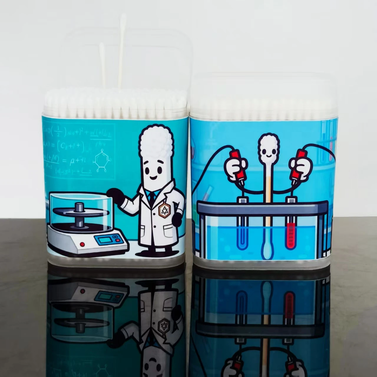 600 قطعة/800 قطعة موضوع مختبر العلوم نمط أعواد قطنية عصا غرامة رمح فرك صندوق القطن