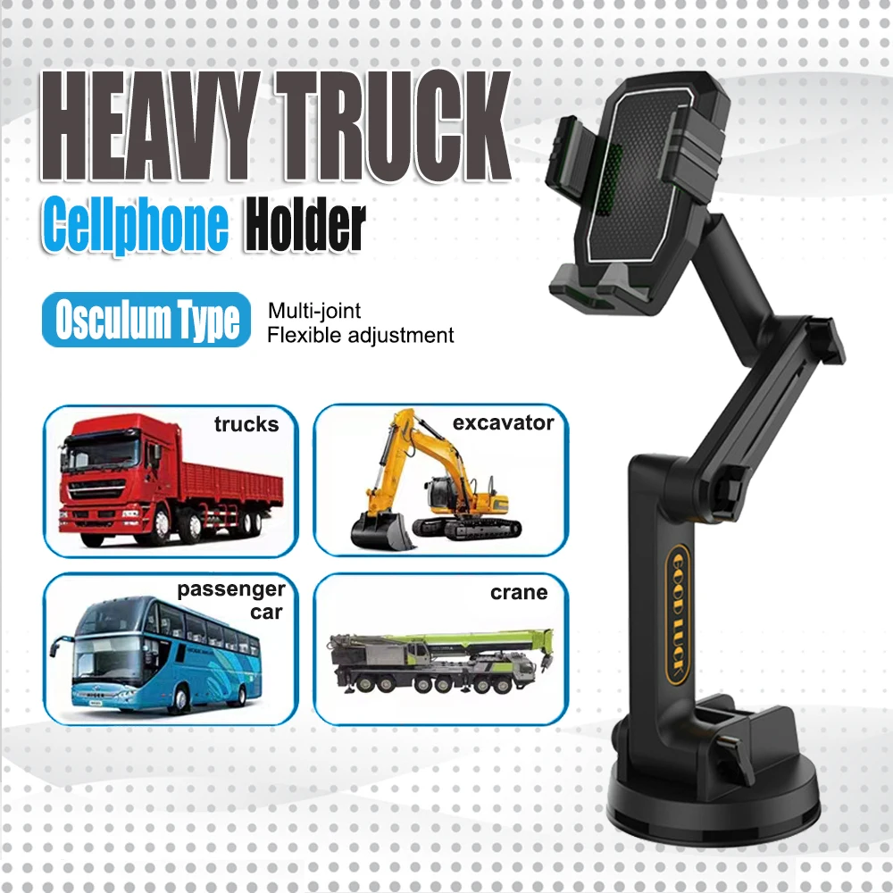 Heavy Truck Cellphone Holder Multi-joint Flexible Adjustment Telescopic Clamp Arm Instrument Panel Windshield Can Be Adsorbed