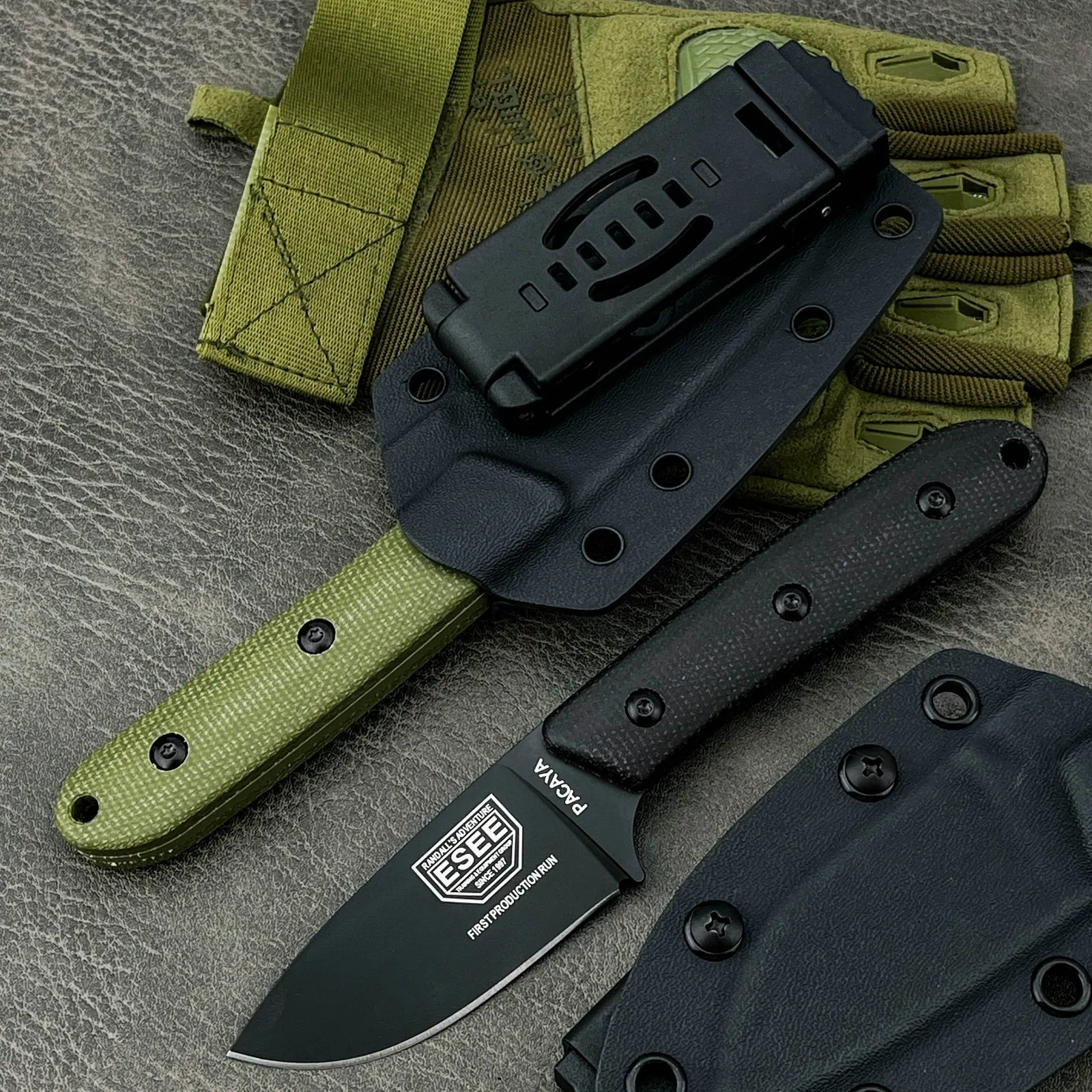 ESEE PACAYA Outdoor Field Fixed Blade High Hardness Knife with Durable Sheath D2 Steel Blade Wilderness Camping Straight Knives