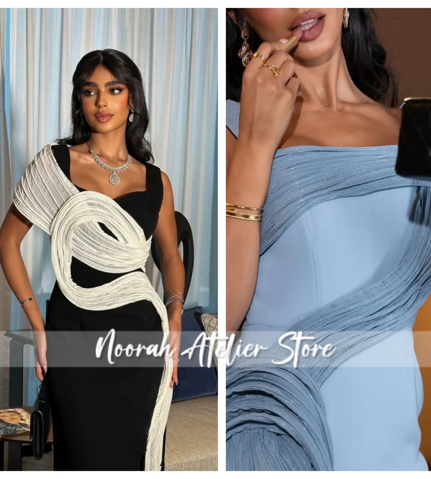 فساتين سهرة عصرية مزينة بالرسن الأزرق في دبي 2025 فستان زفاف للحفلات الراقصة فساتين سهرة للمناسبات الخاصة حسب الطلب