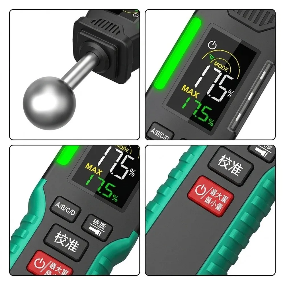 FY8870Pro Spherical Nondestructive Moisture Meter 0.1-52% Range For Wall Wood Concrete Humidity Detector With Backlit Display
