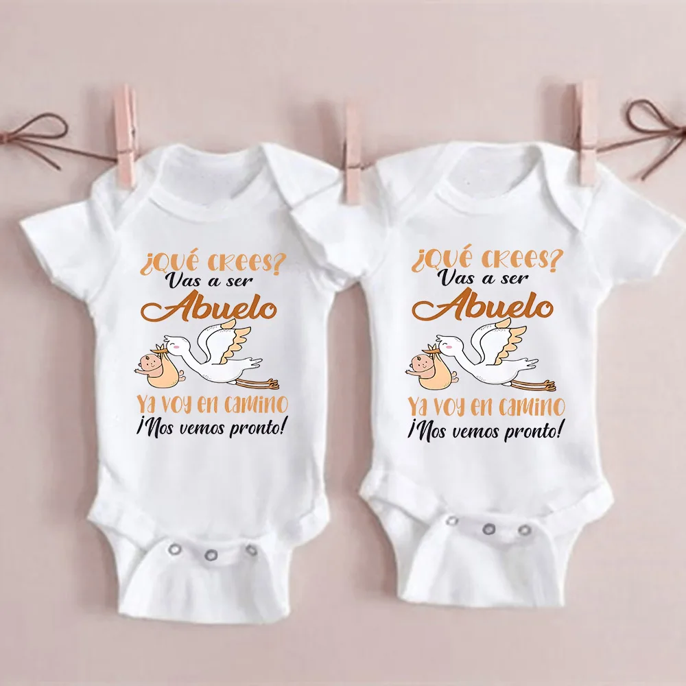 

You Will Become A Grandma Grandpa Print Newborn Romper Pregnancy Announcement Clothes Baby Reveal Bodysuit for Grandparent Gifts