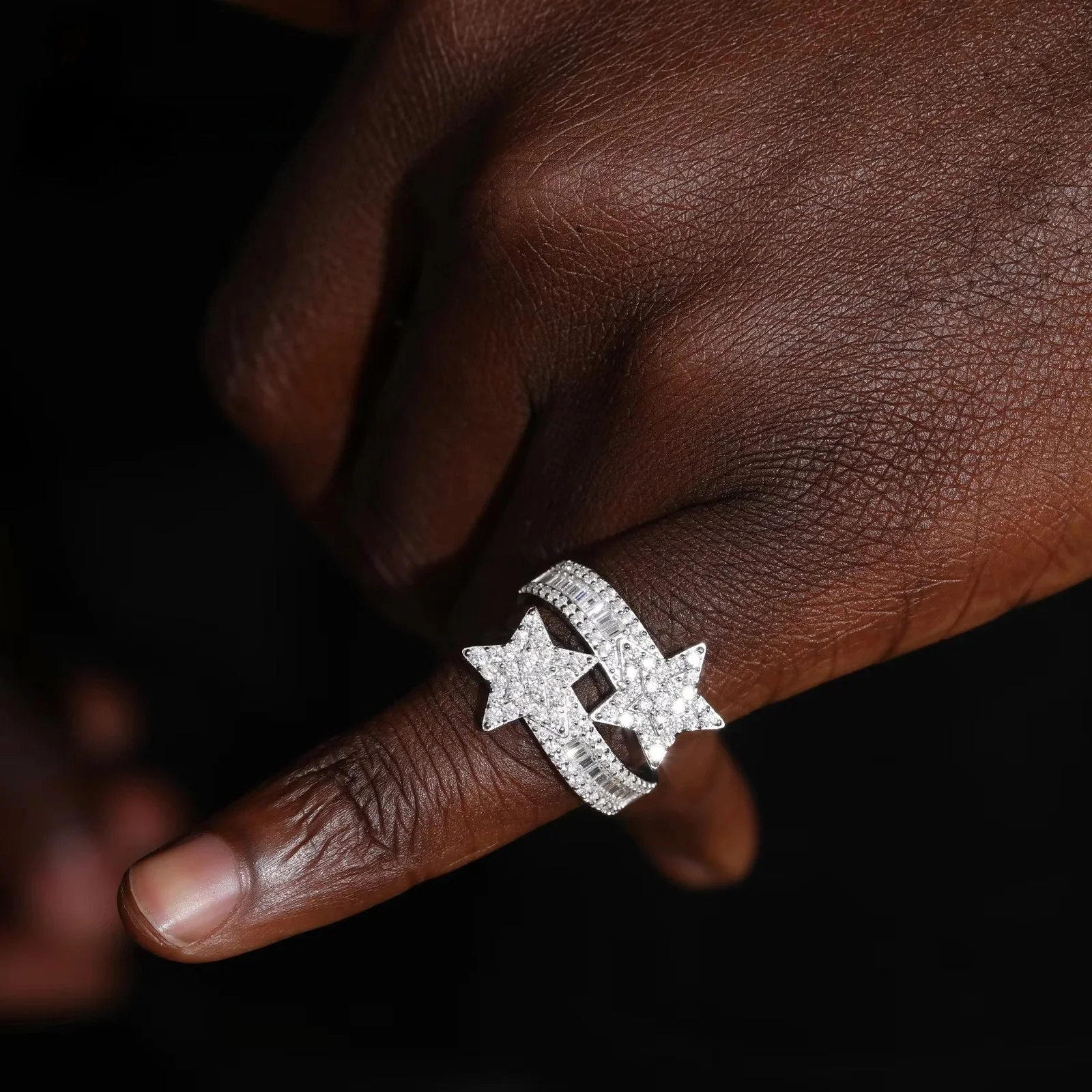 

Pass Tester Baguette Ring 925 Sterling Silver VVS Moissanite Star Diamond Engagement Jewelry Gifts