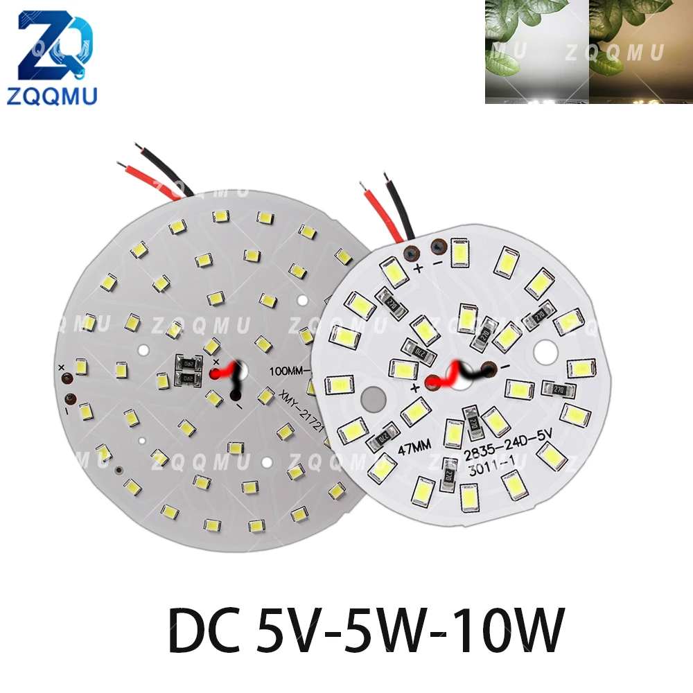 1PCS 2835 SMD LED PCB Panel 5V 5W 10W Round Circle Light Board USB Desk Lamp Cosmetic Mirror Cabinet Backlight DIY Lighting
