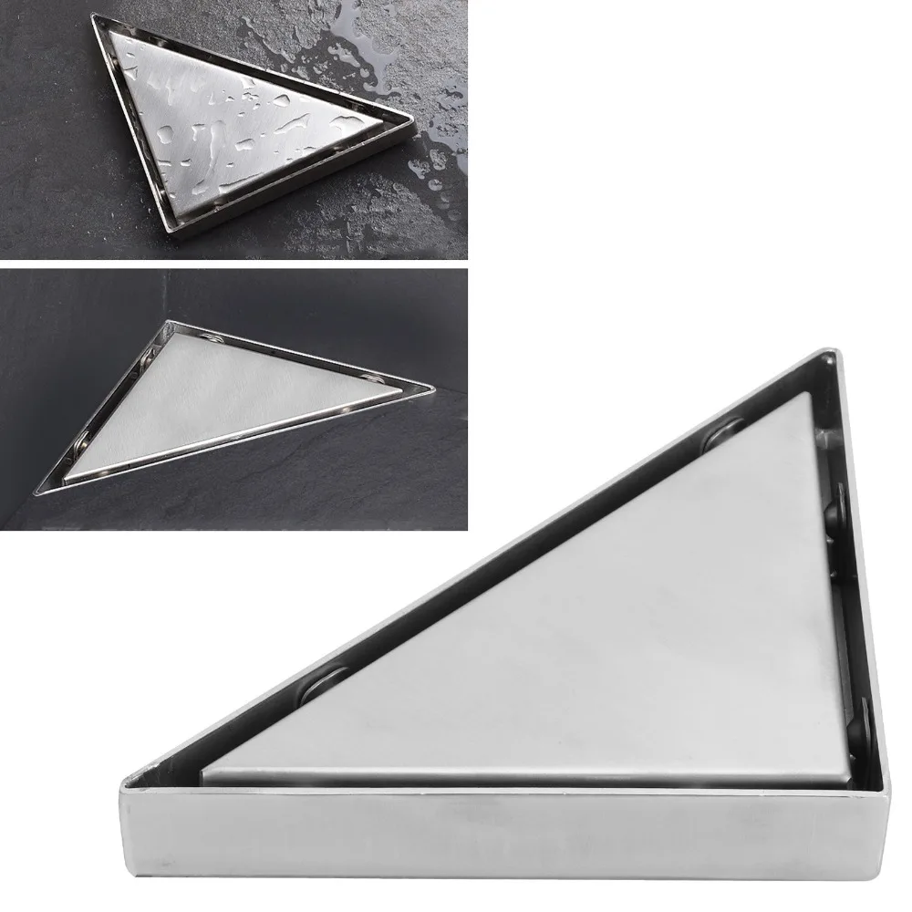 Triangular Floor Drain Set Deep Water Seal 304 Stainless Steel Floor Drain Concealed Removable Grate Corner Floor Drain Garage