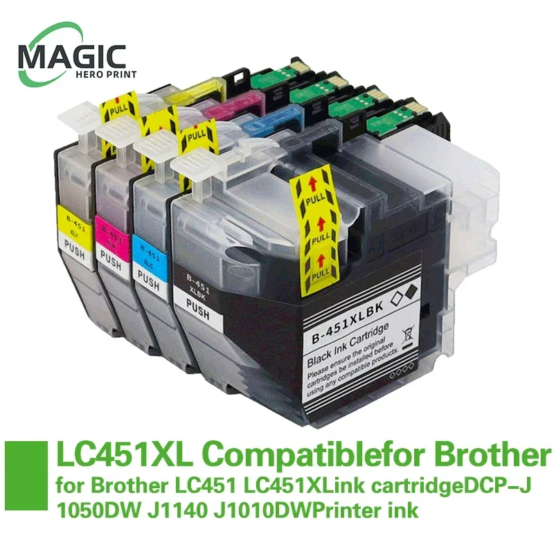 Magic Hero High Capacity LC451XL B-LC451XL Compatible Ink Cartridge For Brother DCP-J1050DW,DCP-J1140DW,MFC-J1010DW Printer