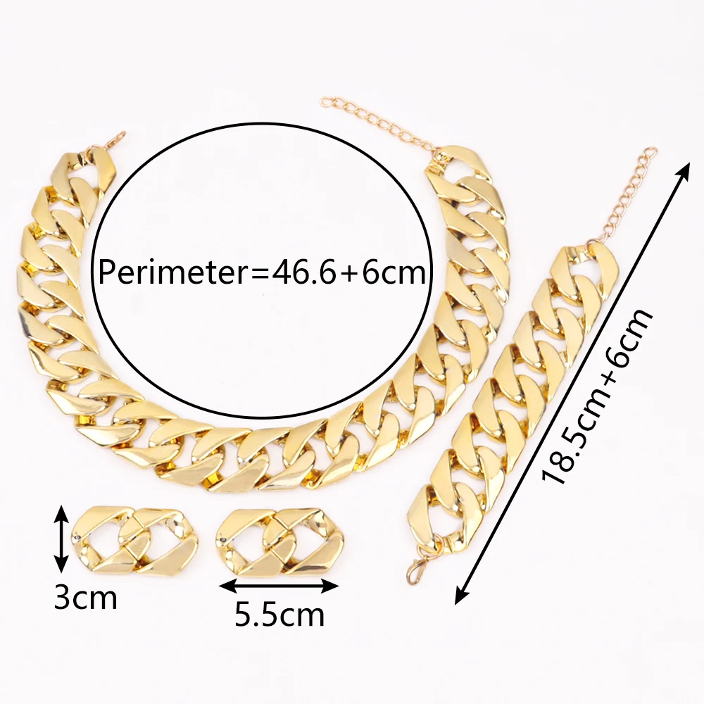 FishSheep Hiphop Gold Color Acrylic Big Chunky Chain Choker Necklace Set for Women Gothic Chains Necklace Fashion Accessories