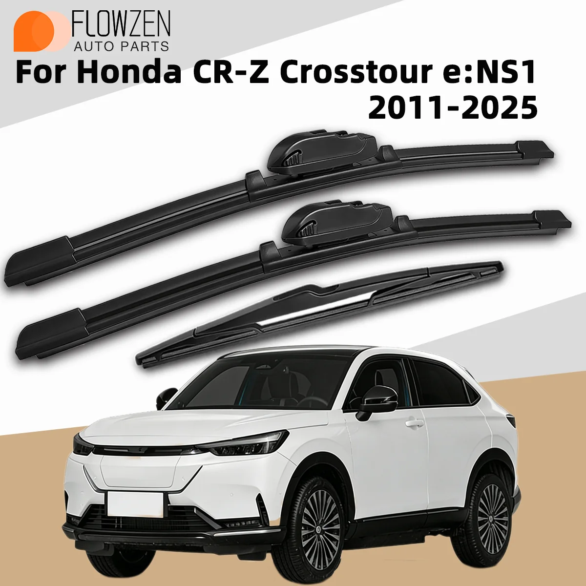 3 Stück Scheibenwischerblätter vorne und hinten, passend für Honda CR-Z Crosstour e:NS1 2011–2025, hochwertiges, geräuscharmes, streifenfreies, langlebiges Autozubehör
