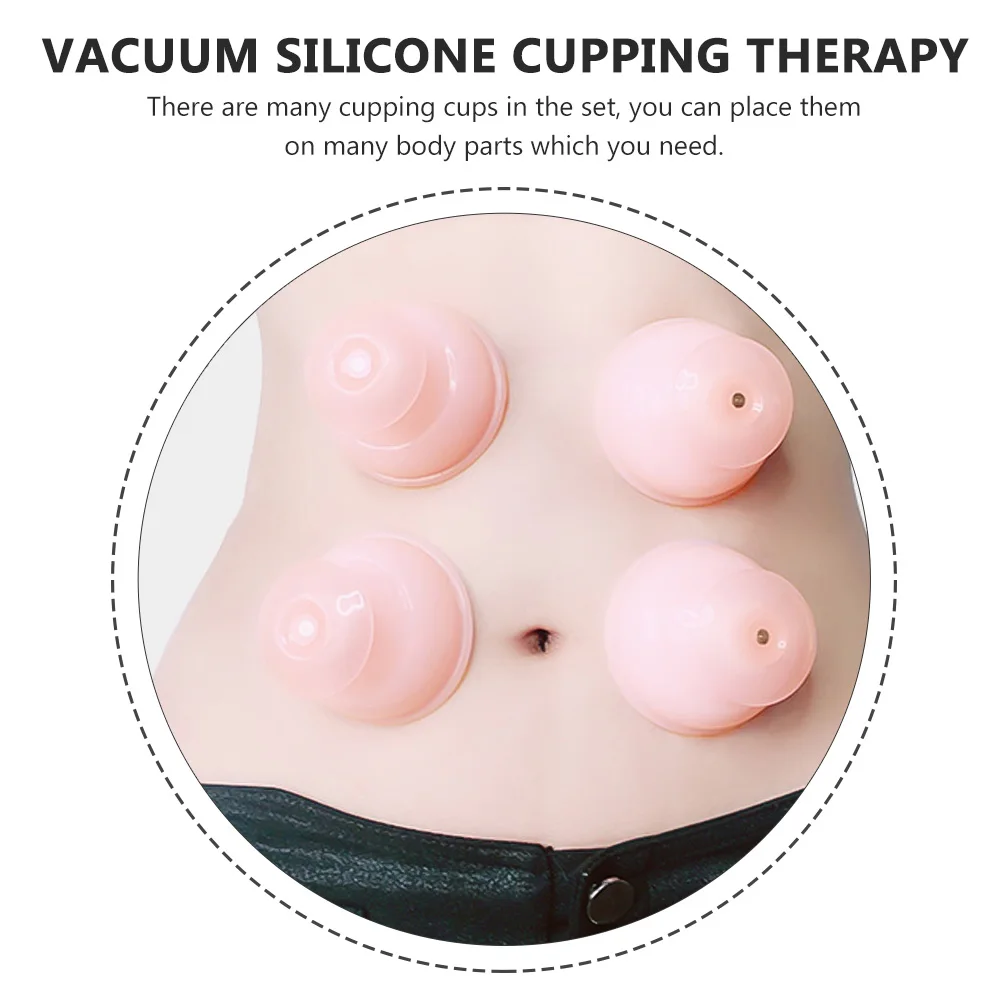 

4pcs Silicone Vacuum Cups Body Massage Therapy Accessories Strong Adsorption Home Salon Use Cupping Massager Flameless Cupping