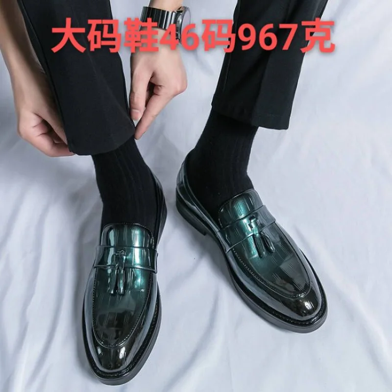 Leather Shoes Men's Party Korean Edition British Casual Boys Black Small Leather Shoes Business Dress Dress Shoes