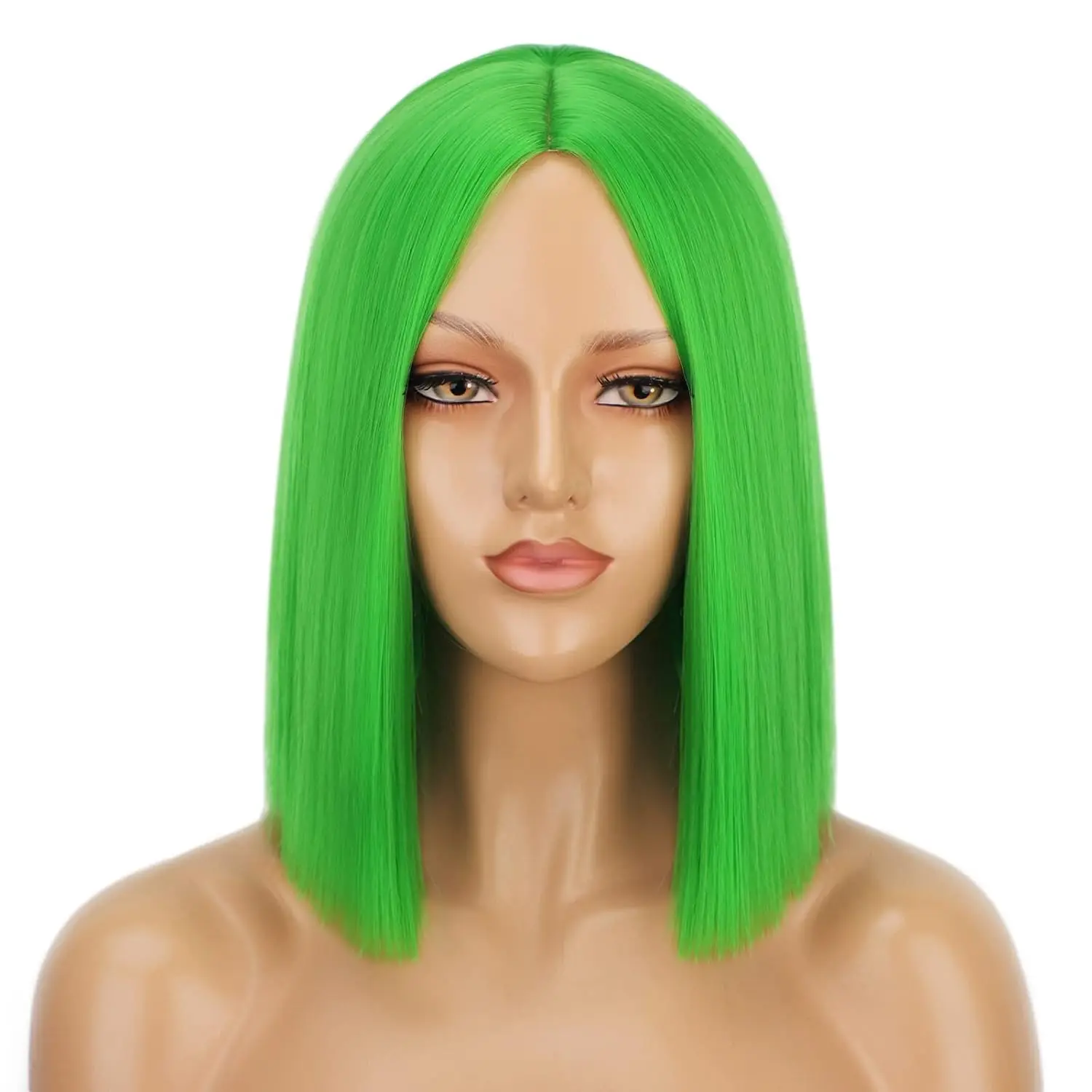 Synthetic Short Bob Wig for Women Straight Colored Wigs Party Wig Costume Wigs Middle Parting Cosplay Fun St. Patrick's Day