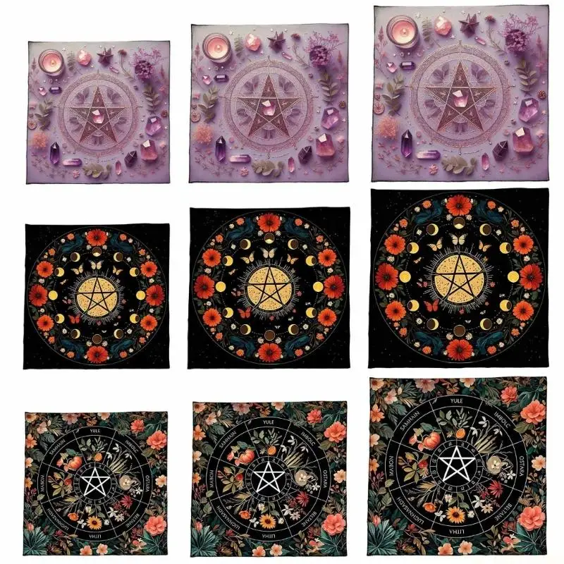 

M5TC Premiums бархатная скатерть Таро для гадания с мистическим узором, разные размеры, мягкая портативная моющаяся