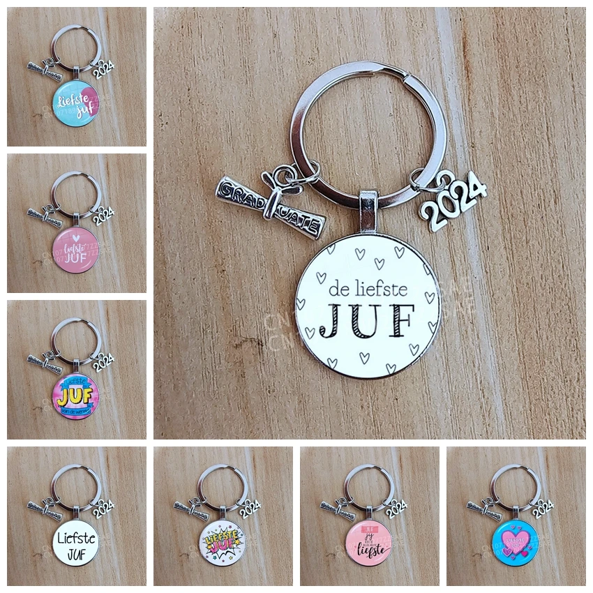 VOOR DE Liefste Juf Keychain Thanks for the gift keychain to the teacher