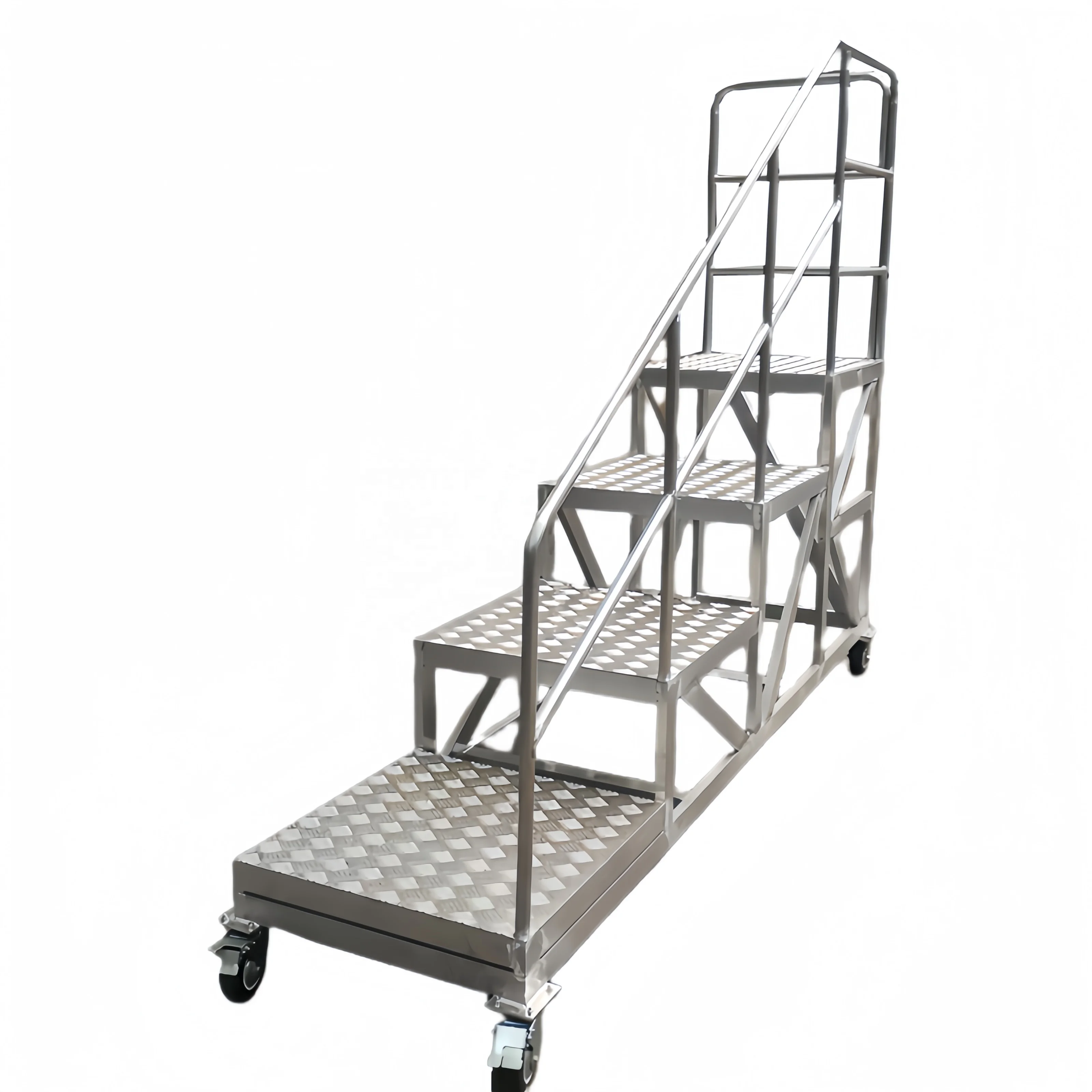 

New Aluminum Mobile Work Platform with Bearing for Home Use-Catwalks Stairway Step Ladder Walkways Transfer Maintenance Platform