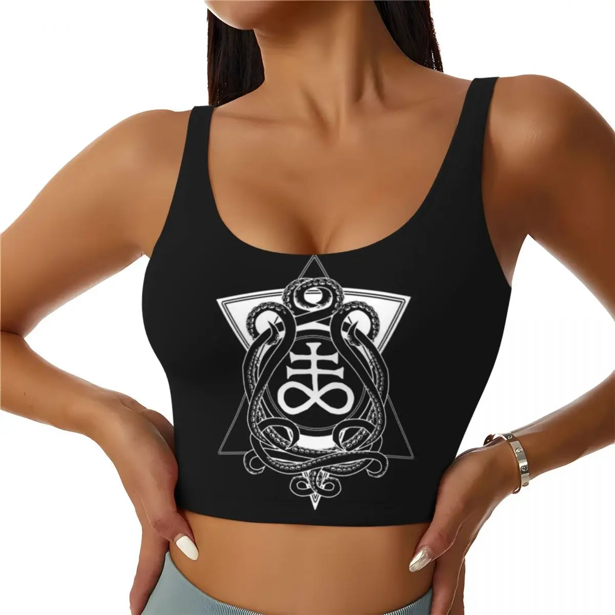 

Custom Satanic Cross Leviathan's Cross And Tentacles Women Sports Bra High Impact Vest Gym Workout Yoga Crop Tank Top