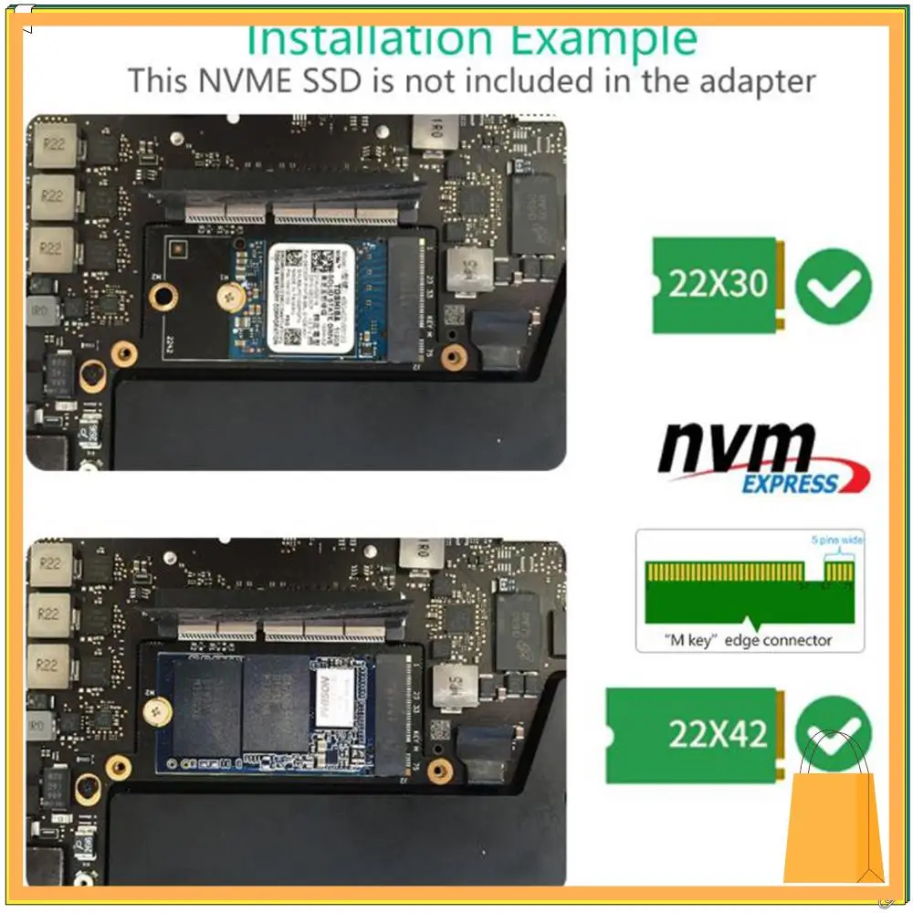 L52A-M.2 NGFF M-Key NVME SSD Convert Card Fit For  Pro 2016 2017 13 INCH A1708 A1707 A1706