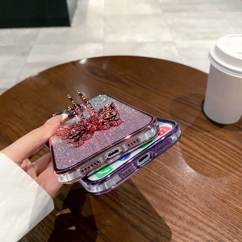 حافظة لهاتف Realme 14 Pro Plus 5G 14 X حافظة فاخرة على شكل فراشة لامعة لهاتف Realme 14X 14 Pro Plus غطاء خلفي ناعم #4