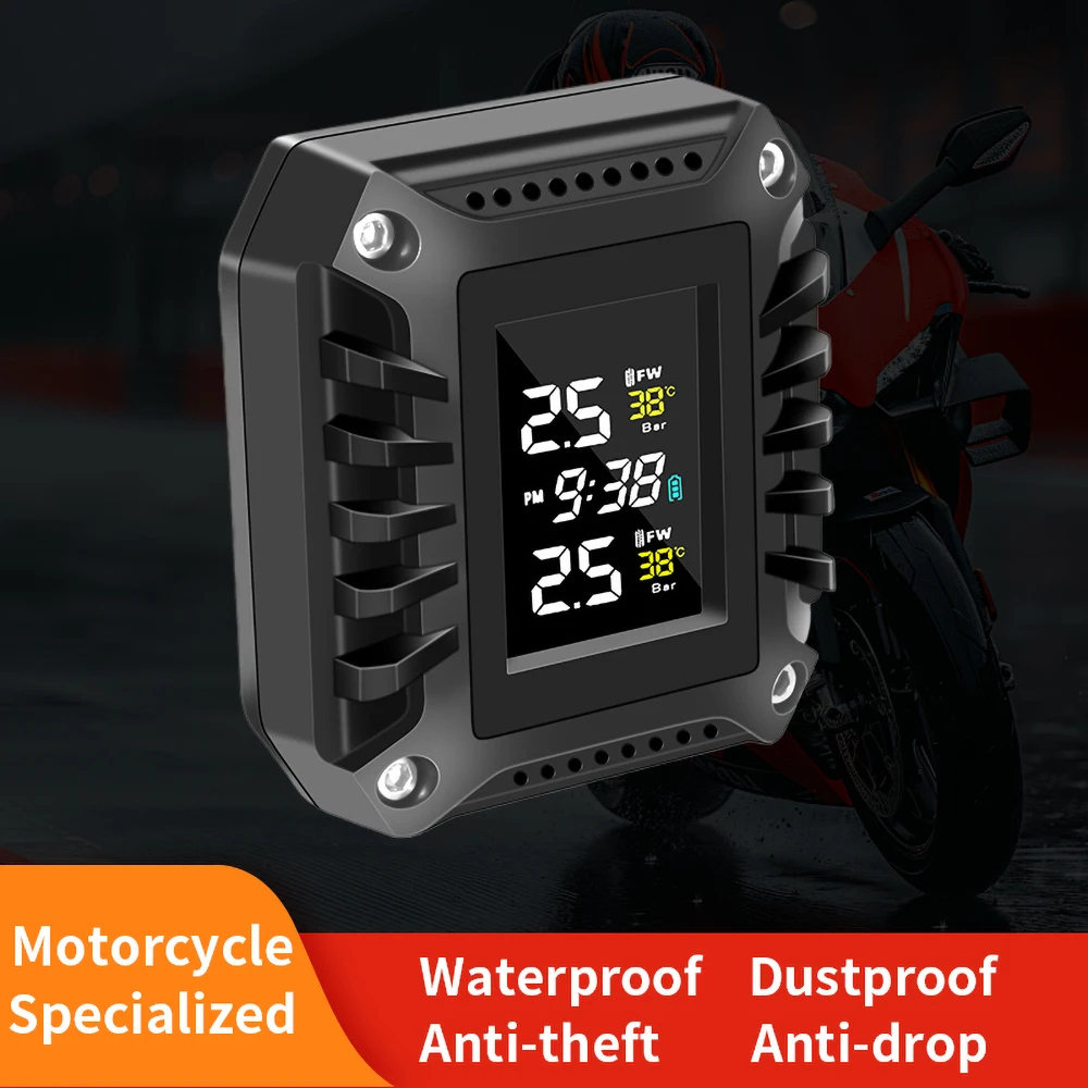 Motorcycle Tire Pressure Meter Motor TMPS Tire Pressure Monitoring System With Colorful LCD Screen 2 Wheel Tyre Accessories