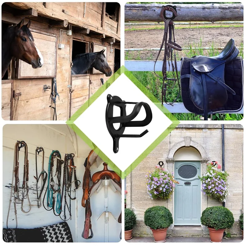 ABKS-4 個馬手綱ラック金属手綱フックチューブとネジ付き壁掛け馬納屋用品
