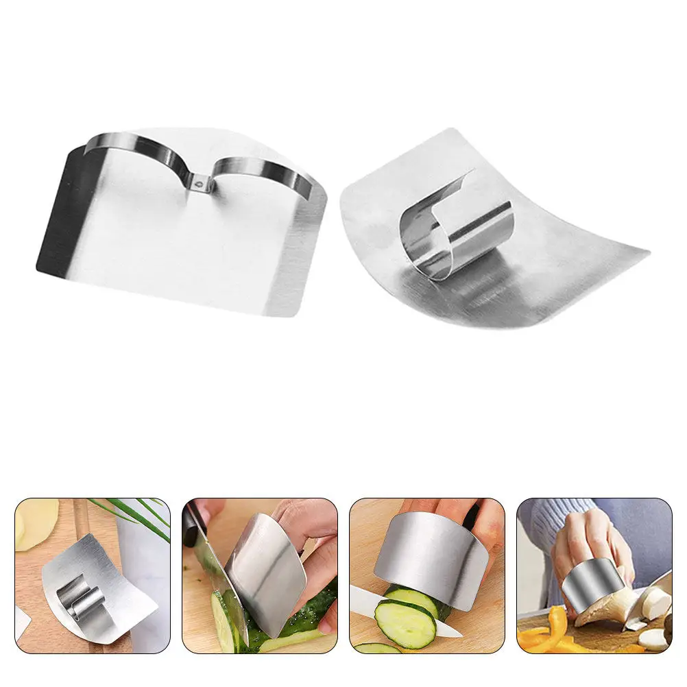 

4Pcs Stainless Steel Finger Guard for Food Cutting Safe Kitchen Tool Ergonomic Reusable Vegetable Prep Finger