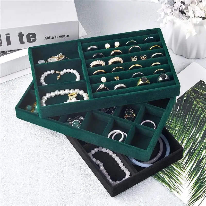 Flannel Jewelry Storage Box Household Drawer Earring Necklace Ring Tray Head Rope Ear Clip Display Storage Tray