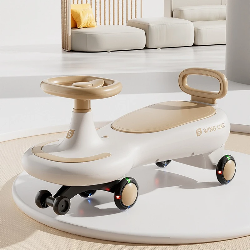 ‌Kids Ride-On Wiggle Car Ages 1-12Y: Anti-Tip Silent Wheels Music Toy w/ Parent-Child Seat Ergo Butterfly Handle-Learning Walker