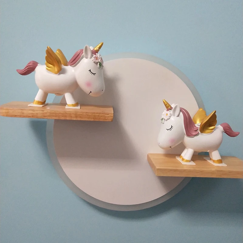 WONDERS Children Room Wall Lamp LED Metal Body Ceramics Doll Horse Accessories Sconce Lights Kids Bedroom Decoration Lustre Wood