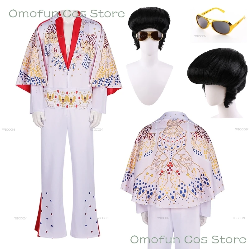 Men Women Elvis Cosplay Costume Wig Rock .Bell-bottoms Flares Dancing Perfermence Uniforms Performance Carnival Party Outfits