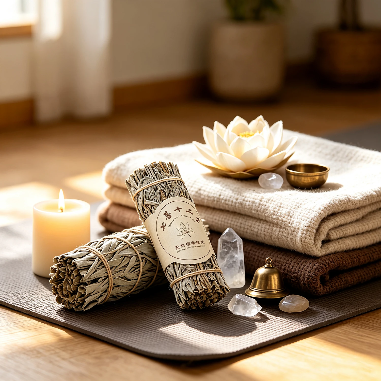 Handmade Natural White Sage Bundles Smudge Sticks Dried Sage Herb for Space Purification Yoga Meditation Home Fragrance Spiritua