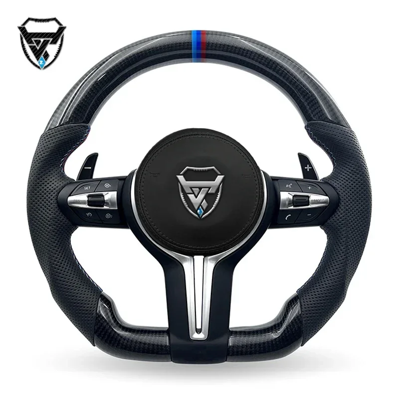 Black Carbon Fiber Color Label Handle Semi Perforated Modified Steering Wheel For BMW 2021-2022-2018-2020 ZC-M6-YD-T1