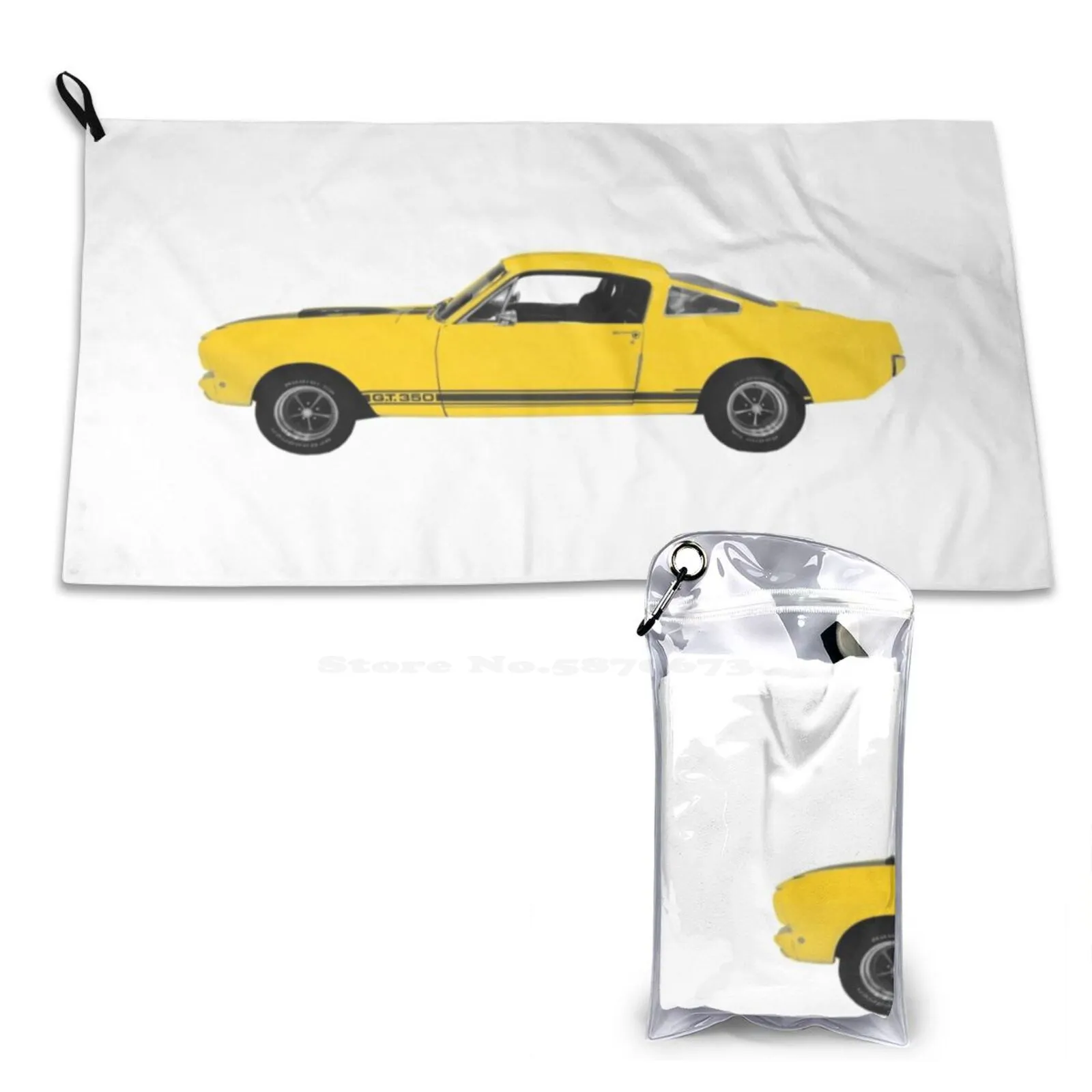 1966 Gt 350 Yellow Pattern Soft Face Towel Home Outdoor 1966 Gt350 Fastback V8 Muscle Car Coupe Jasondaley Yellow