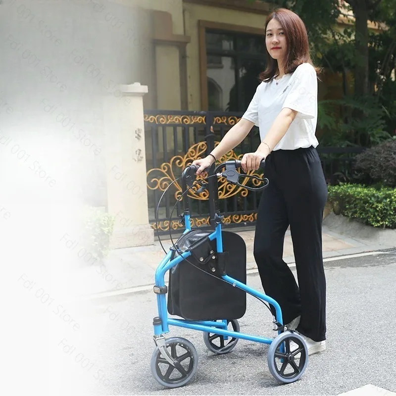 The elderly rehabilitation assistant trolley shopping cart foldable with brake walking aid driving three wheels