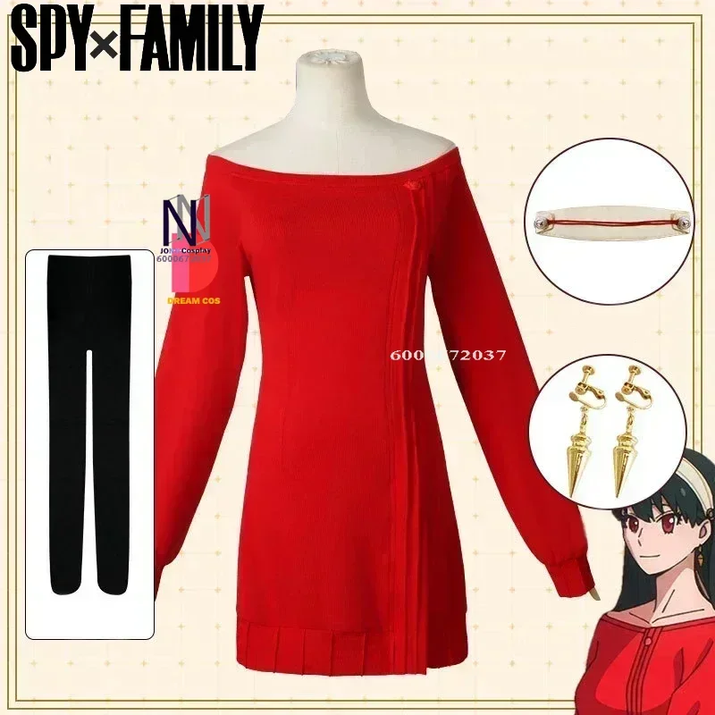 

Anime Spy Family Yor Forger Cosplay Long Red Knitting Sweater Costume Women's Wear High Quality Roleplay Outfit Love Live Cos