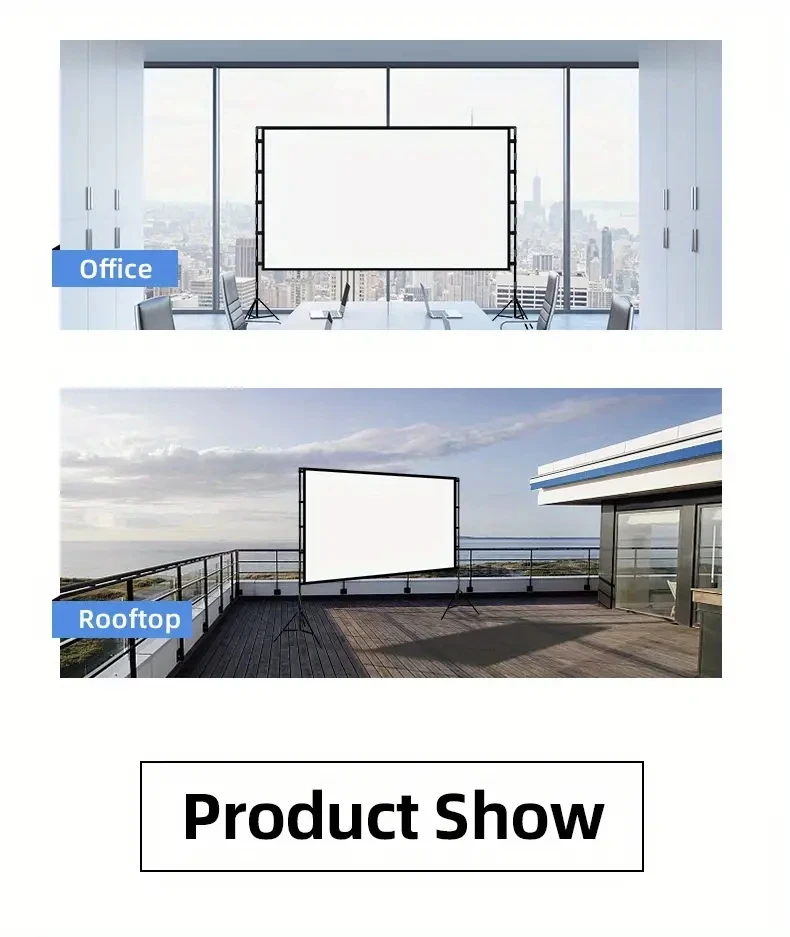 Double triangular bracket 84 inch screen. Supports high-definition projection. A bracket projection screen suitable for outdoor