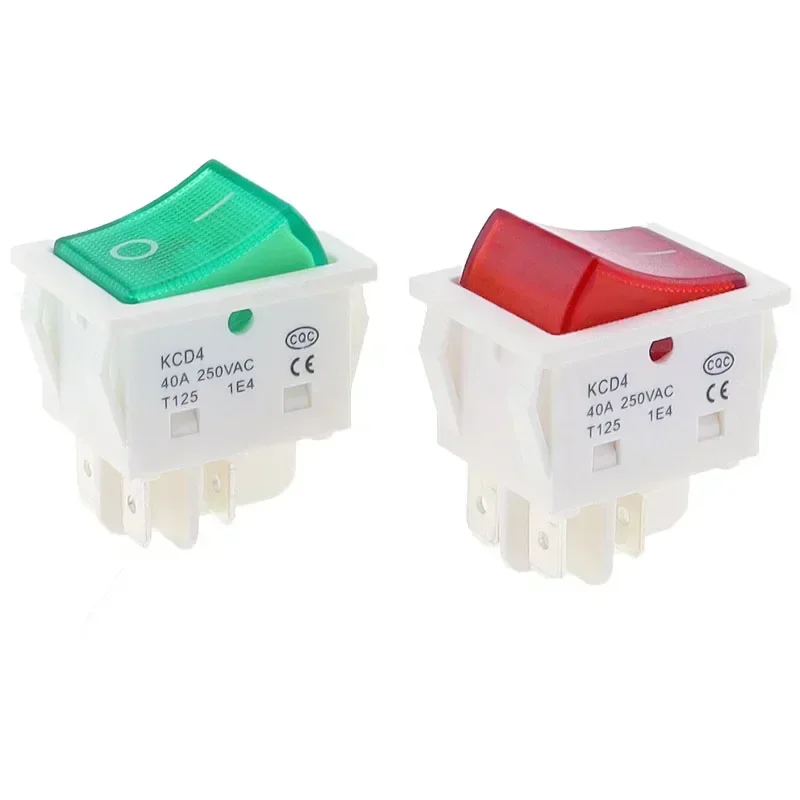 KCD4 AC 40A 250V Rocker Switch 25x31mm ON-OFF 2 Position 4/6 Pins With Light Power Switch