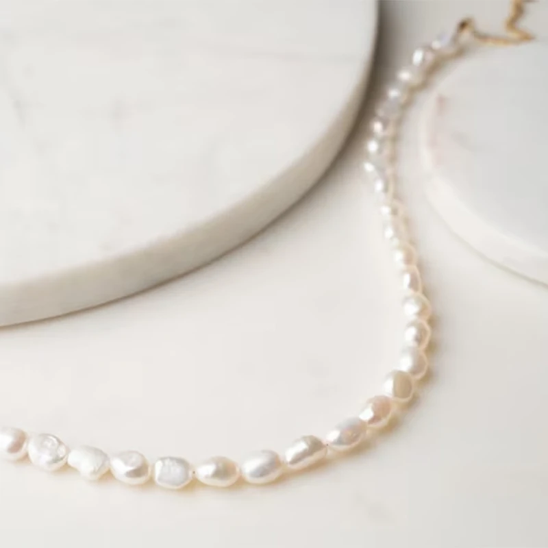 Real 8-9mm Baroque Pearl Necklace Choker, Freshwater Pearl Necklace Women, Irregular Pearl Necklace Men, Pearl Jewelry