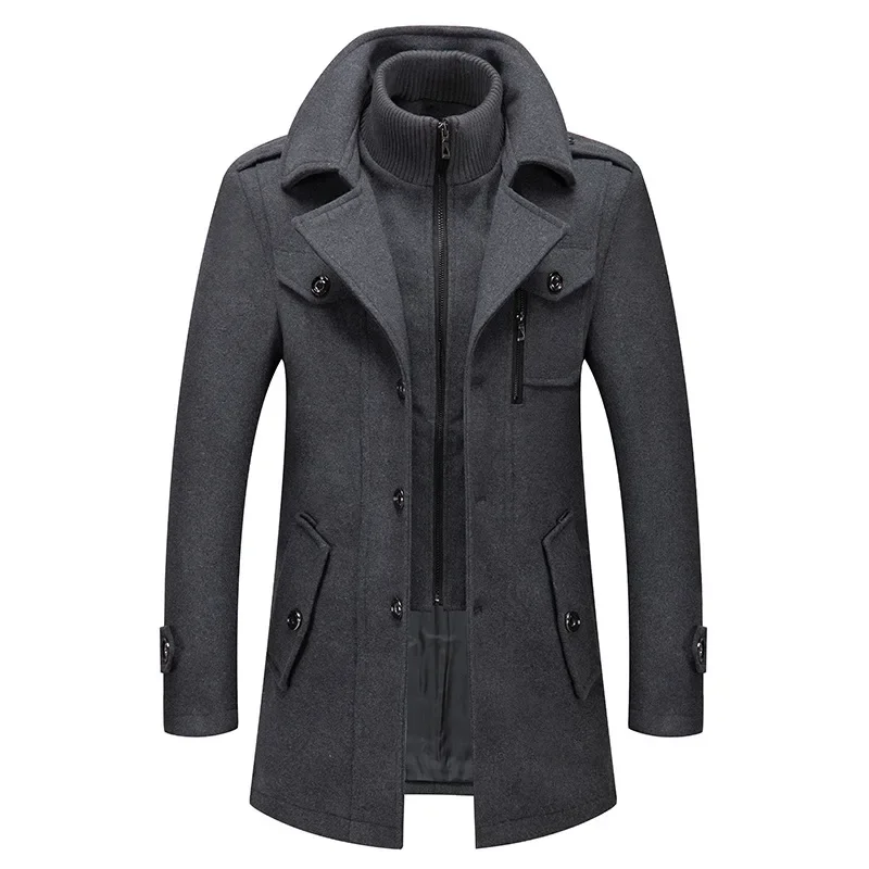 Vestes à double col pour hommes, manteau d'hiver, coupe-vent, chaud, mode, automne