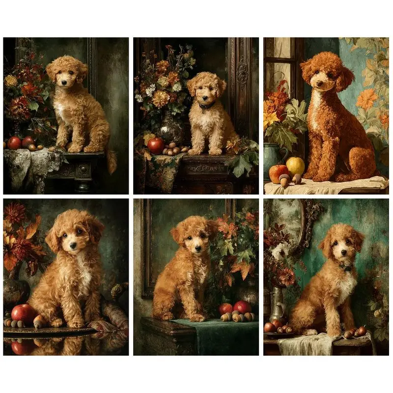 GATYZTORY Painting By Number Cute Dog For Adults Picture By Numbers Animal Acrylic Paint On Canvas DIY Frame Home Decoration