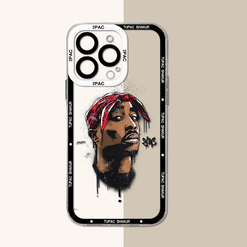 Fashion Rapper 2pac Singer Tupac Phone Case for iPhone 15 14 13 12 11 Pro Max Plus X Xs Max XR SE 2020 8 7 Plus Soft Clear Cover