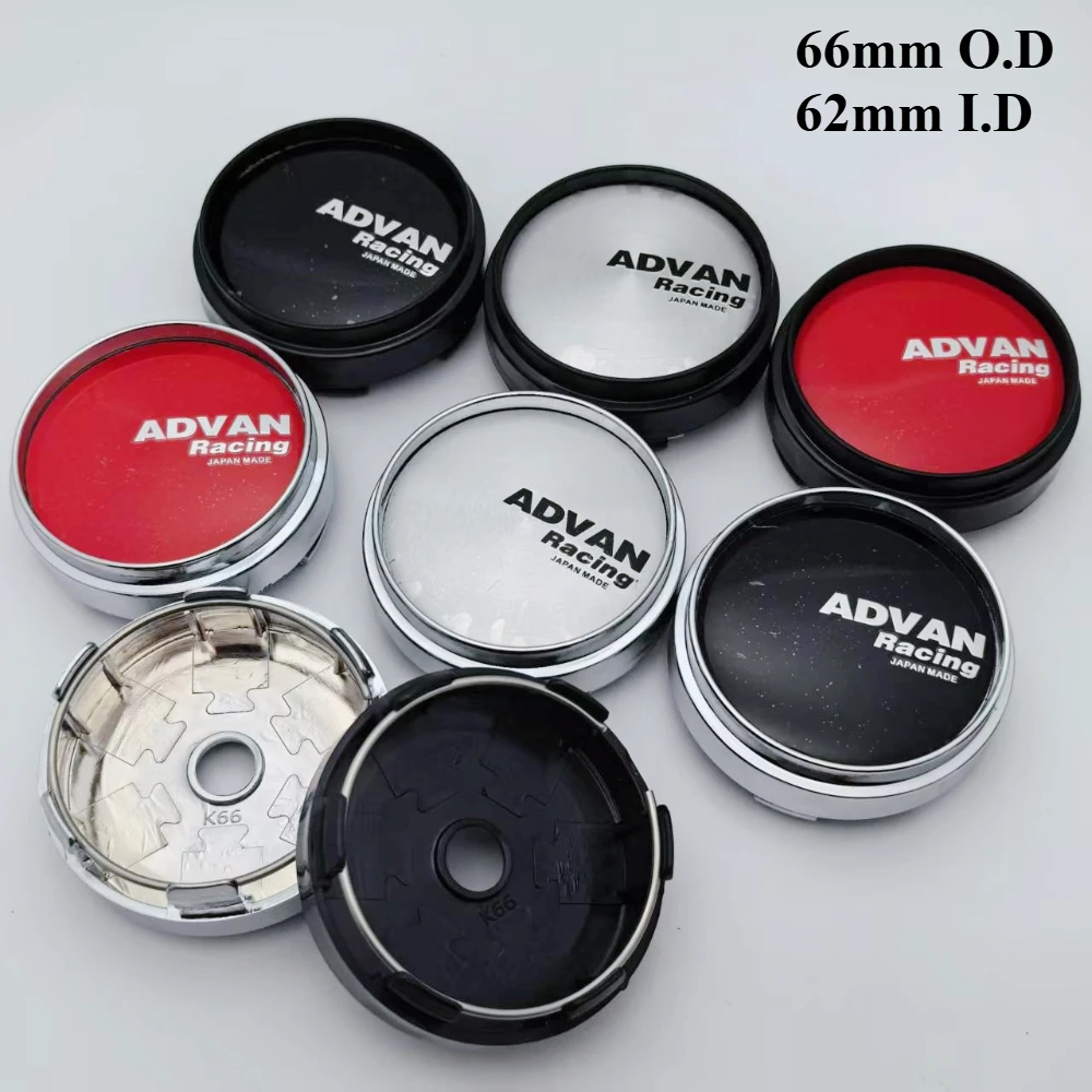 

4pcs 66MM (62MM I.D) Advan Racing Logo Emblem Car Wheel Center Caps Rim Hubcaps Cover Wheels Hub Lid Replace Styling Accessories
