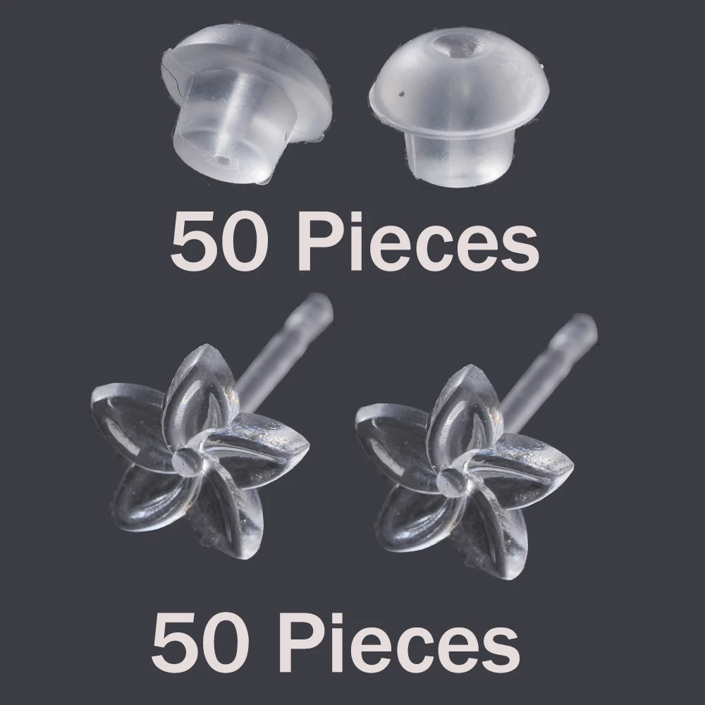 100Pcs Hypoallergenic Transparent Plastic Simple Style Earring Clear Ear Pins Needle Earring Backs DIY Jewelry Making Accessorie